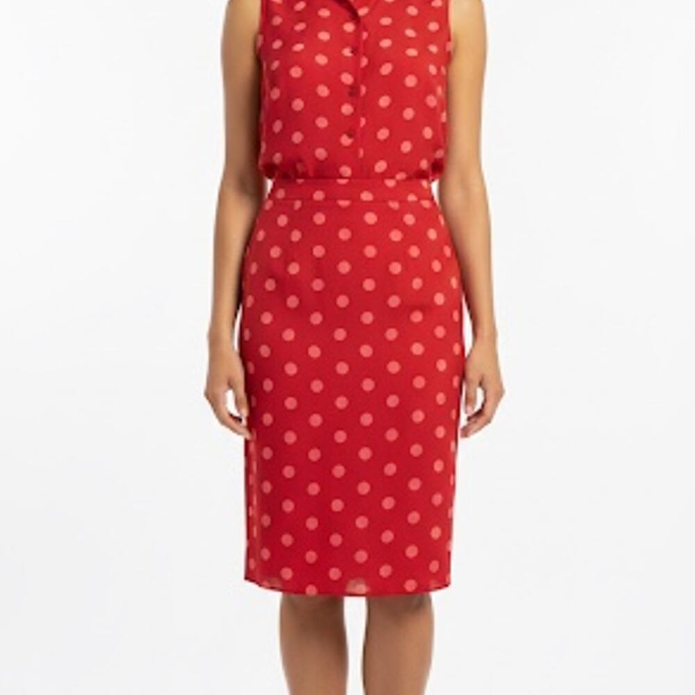 Vintage 100% Silk Red Polka Dot Set • Office Siren • Retro Co-ord • Chic 90s sz6